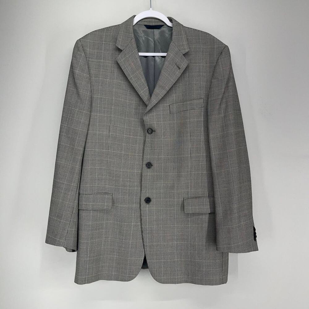 Burberry London Bond Street Blazer Mens 44L‎ Wool Houndstooth Suit Jacket